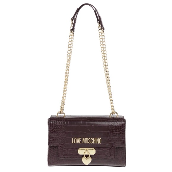 NWT MOSCHINO Croc Embossed Purple Shoulder Bag